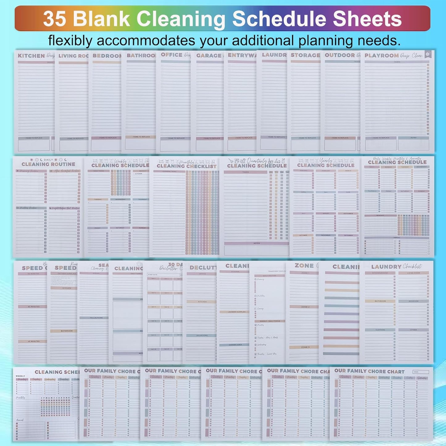 ADHD Cleaning Planner for Adults - ADHD Cleaning Schedule & Checklist Organizer, Daily Weekly Monthly Household Management Routine Tracking & Family Cleaning Tasks