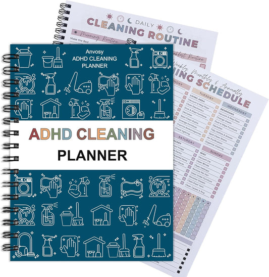 ADHD Cleaning Planner for Adults - ADHD Cleaning Schedule & Checklist Organizer, Daily Weekly Monthly Household Management Routine Tracking & Family Cleaning Tasks