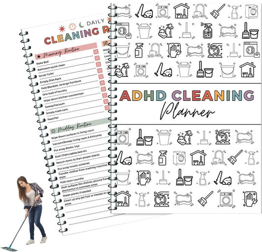 Adhd Cleaning Planner, Editable Adhd Cleaning and Organizing Planner DIY Cleaning Schedule Notebook for Adults Home Chore Chart Adhd Daily Planner