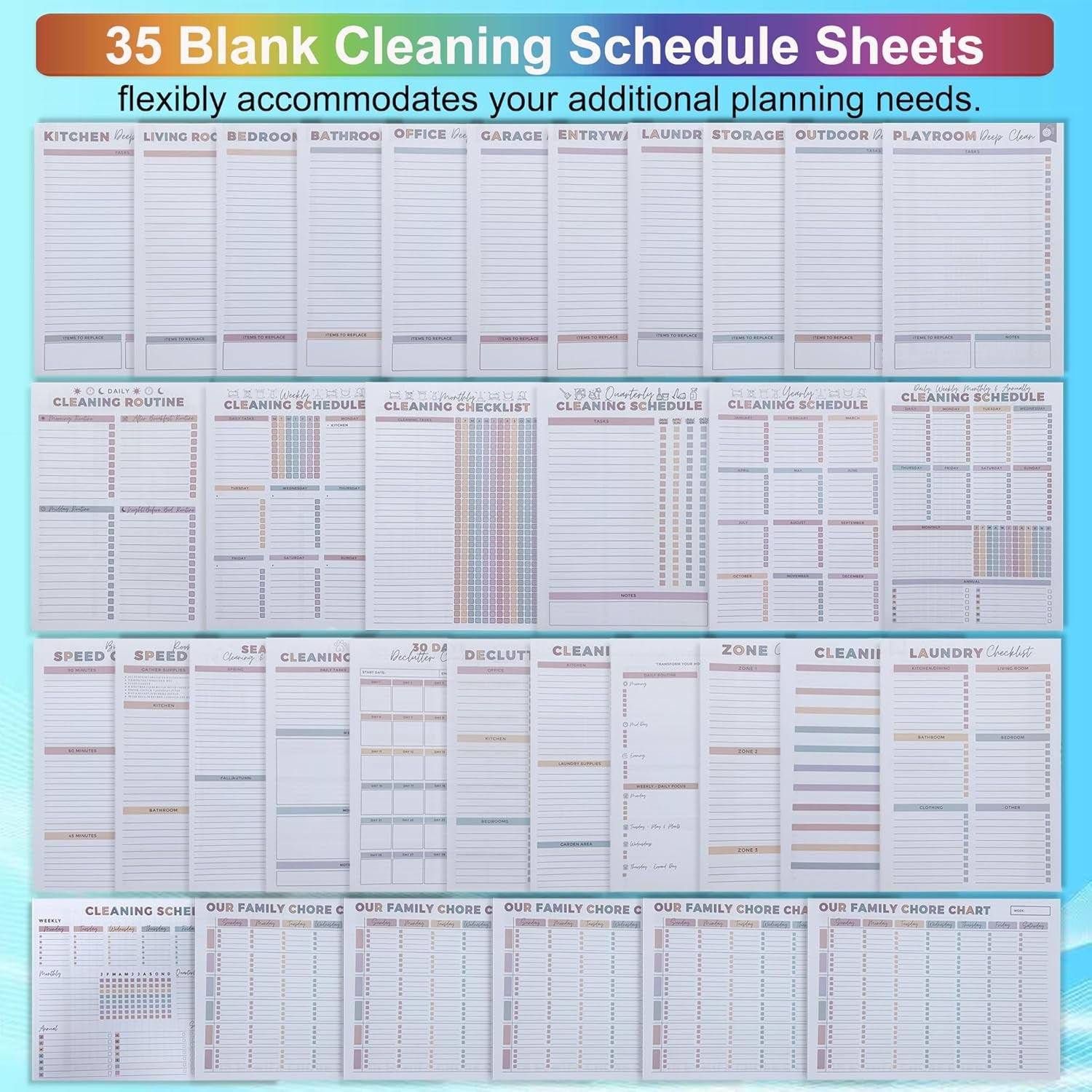 ADHD Cleaning Planner for Adults - ADHD Cleaning Schedule & Checklist Organizer, Daily Weekly Monthly Household Management Routine Tracking & Family Cleaning Tasks