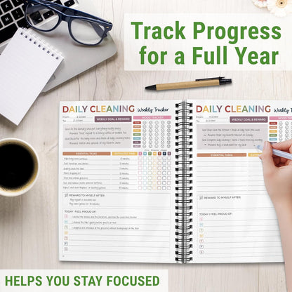 ADHD Cleaning Planner - Cleaning Schedule and Checklist Organizer for Adults and Teens - Daily, Weekly & Monthly Household Cleaning Checklist for ADHD Minds - Stress-Free Housework